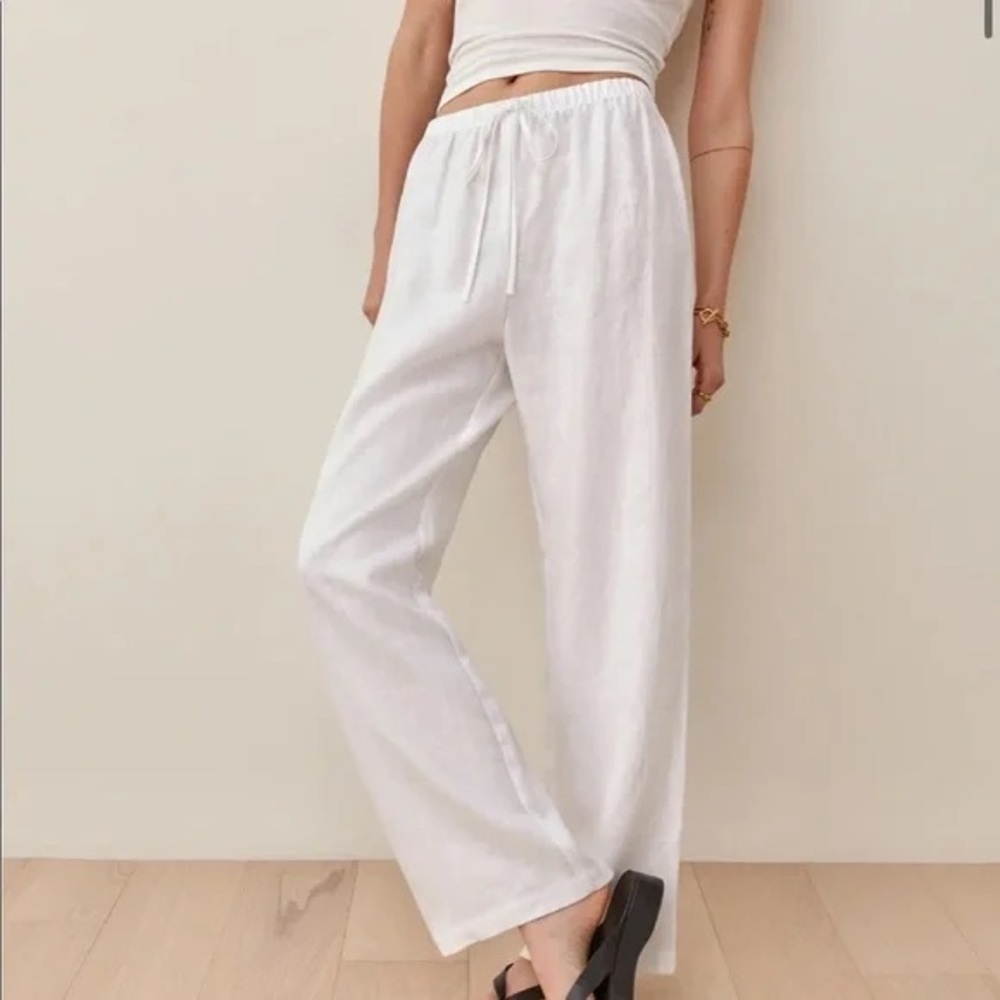 Reformation Olina Linen Pants in White